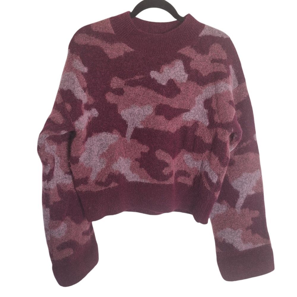 & Other Stories Mohair Blend Sweater Cropped Pink Camouflage Medium Womens